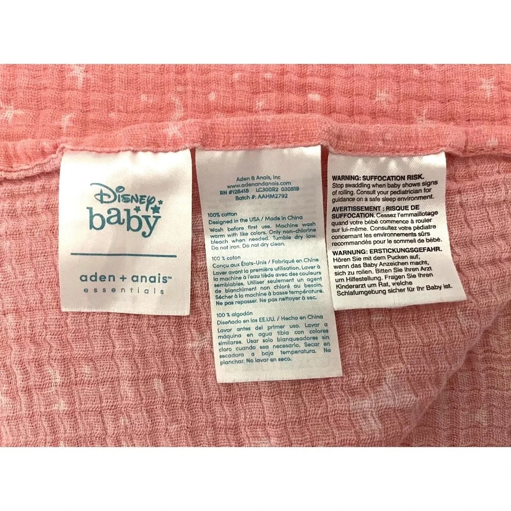 Aden Anais Pink Minnie Mouse Stars Disney Baby Swaddle Blanket Cotton Moon Girl